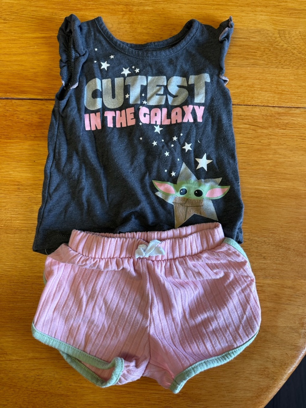 12 month Short Sleeve Star Wars Grogu Outfit “Cutest in the galaxy”